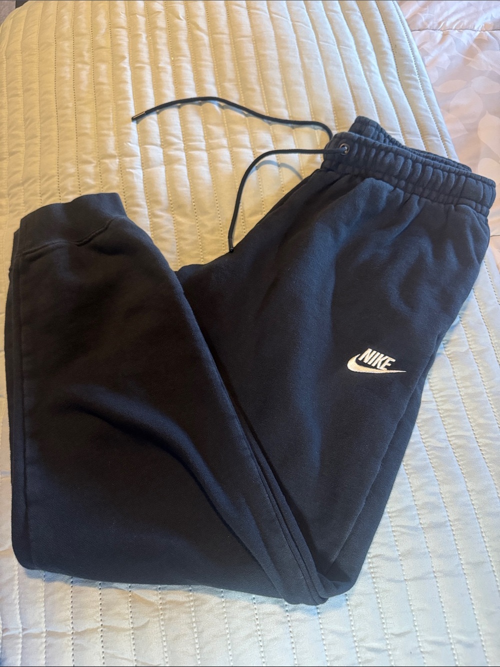 Nike Black Jogger Sweatpants with White Swoosh
